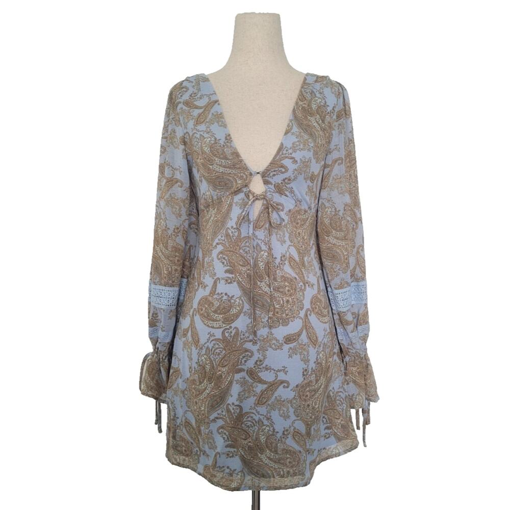 NWT Urban Outfitters Paisley Babydoll Mini Dress Size XS Boho Festival Western